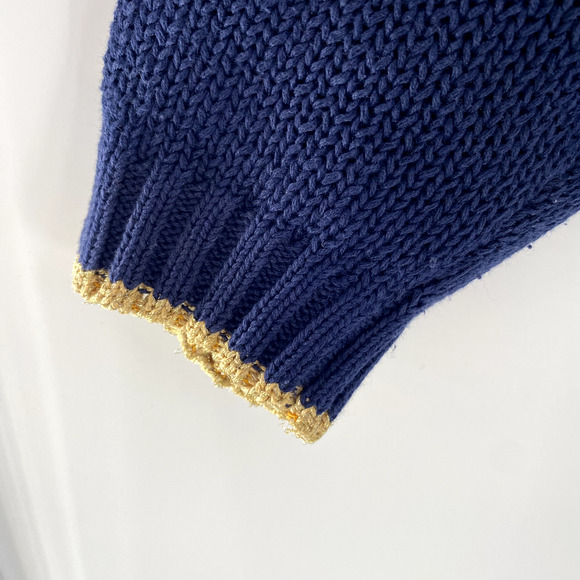 Vintage Jason Maxwell Compass Cardigan Sweater Sz M Blue Gold V-Neck Nautical - Picture 3 of 13